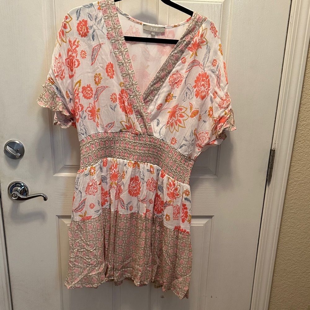 Floral V-Neck Women's Mini Dress Size Petite XL